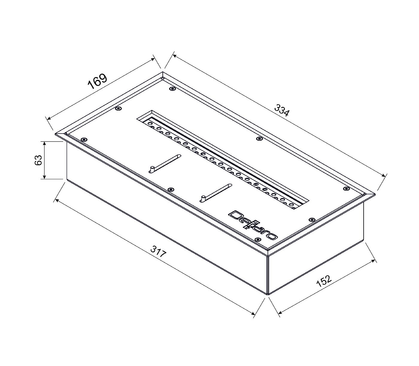 Degiklio Defaro S1 matmenys
